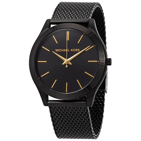 michael kors slim runway black tone and iridescent watch|Michael Kors black dial watch.